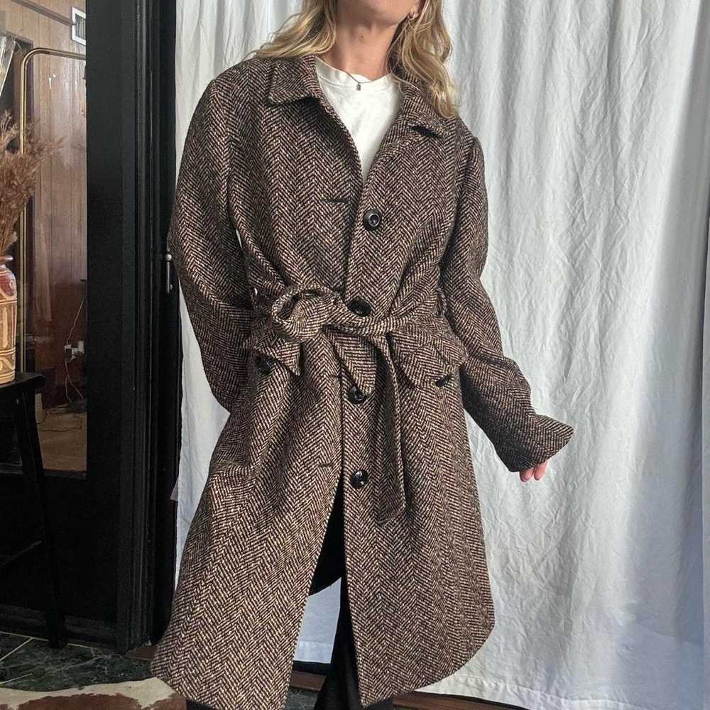 Womens brown wool mid length trench coat - Apt 9 - size xl